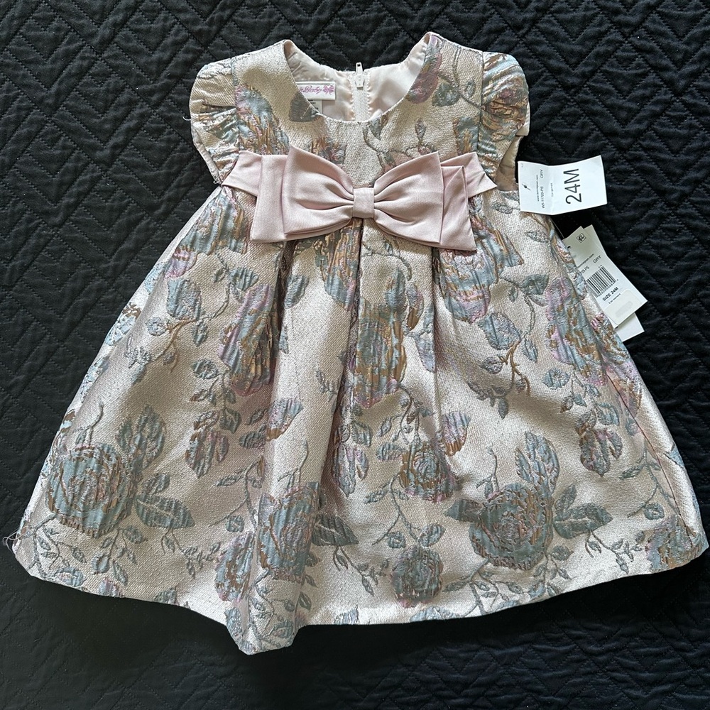 Bonnie Baby Floral Baby Dress with Bow